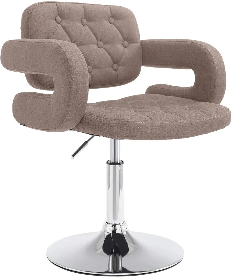 Chaise lounge fauteuil de bureau avec accoudoir capitonné hauteur réglable en tissu taupe 10_0002801