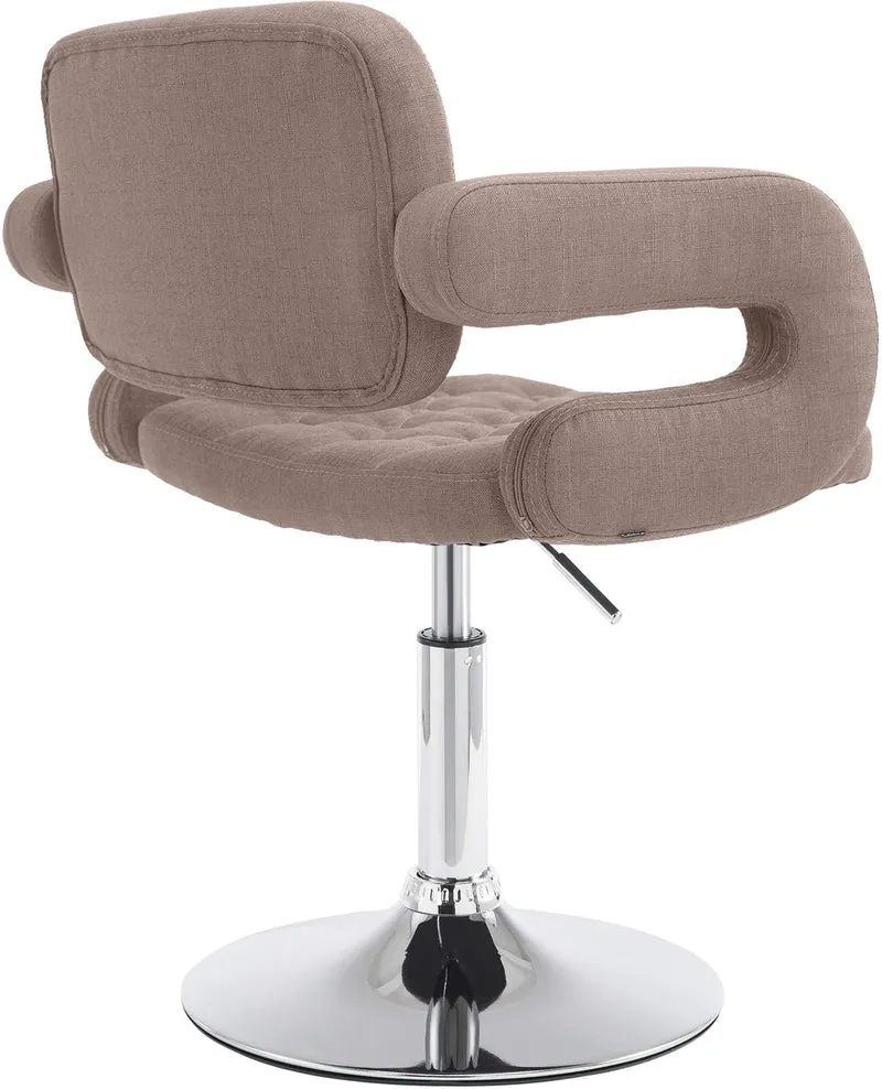 Chaise lounge fauteuil de bureau avec accoudoir capitonné hauteur réglable en tissu taupe 10_0002801
