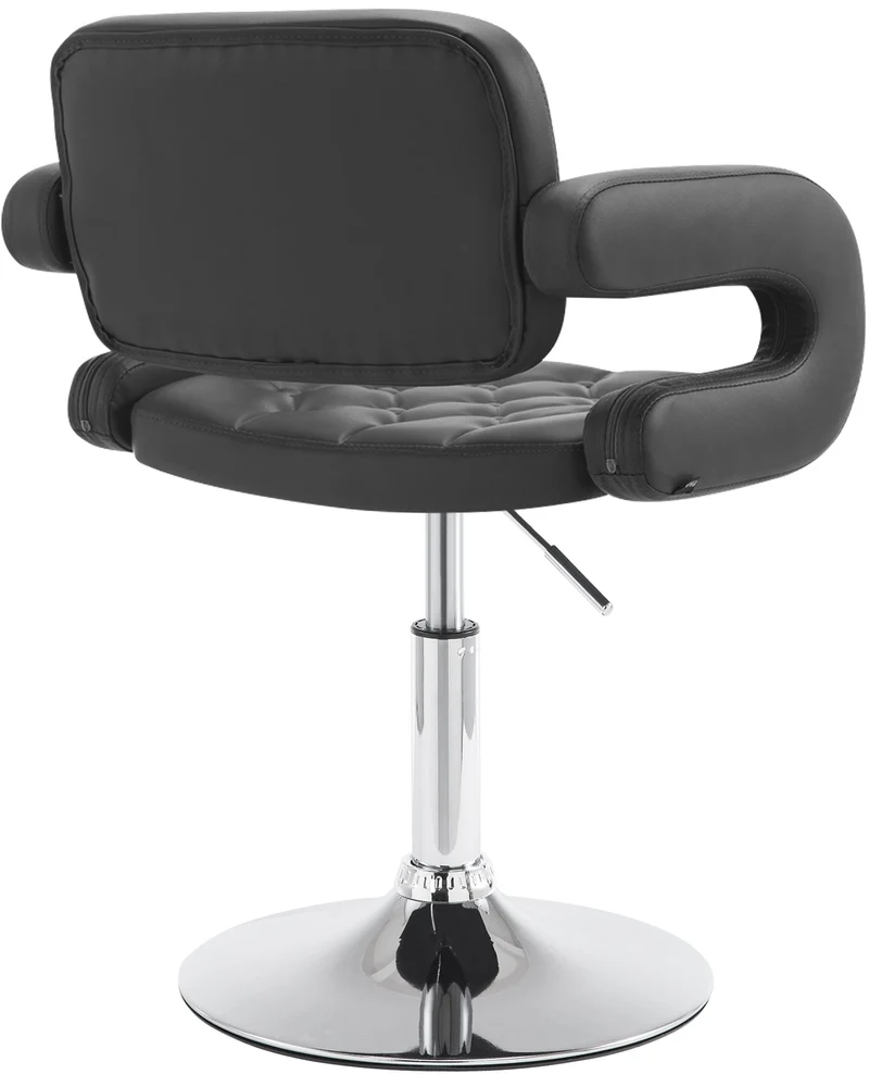 Chaise lounge fauteuil de bureau avec accoudoir capitonné hauteur réglable en PVC noir 10_0002798
