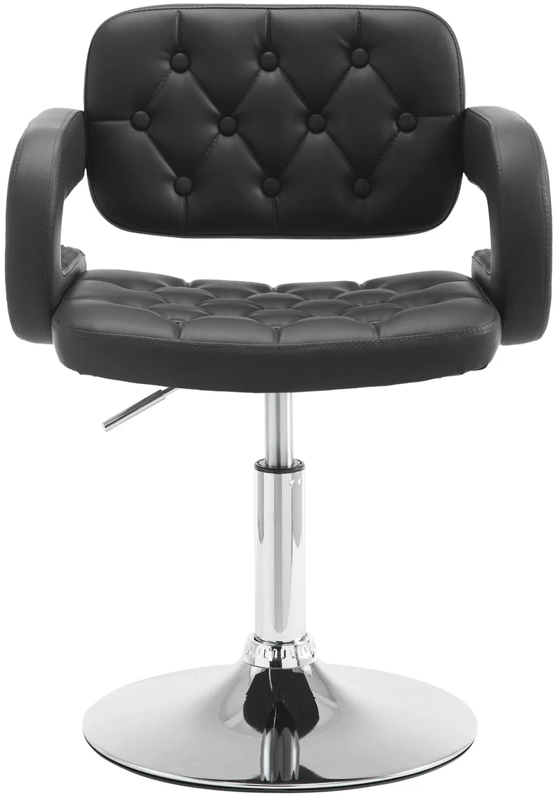 Chaise lounge fauteuil de bureau avec accoudoir capitonné hauteur réglable en PVC noir 10_0002798