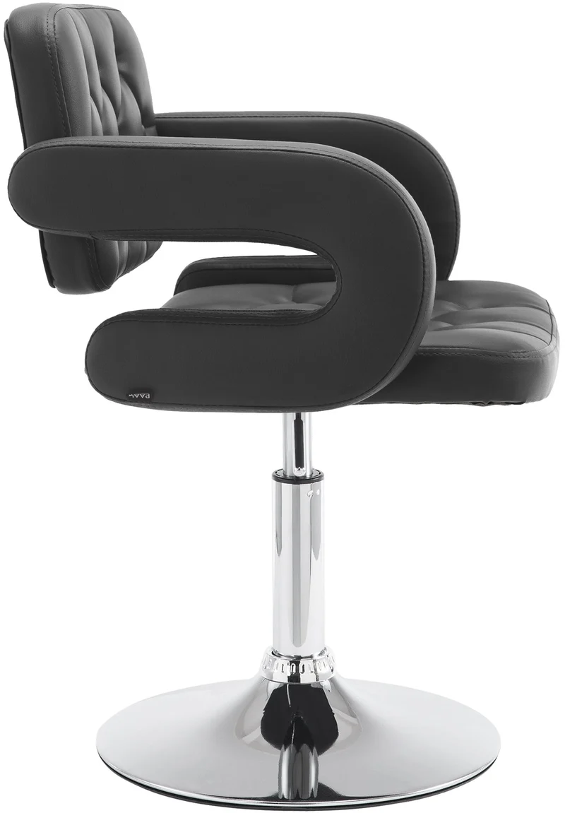 Chaise lounge fauteuil de bureau avec accoudoir capitonné hauteur réglable en PVC noir 10_0002798