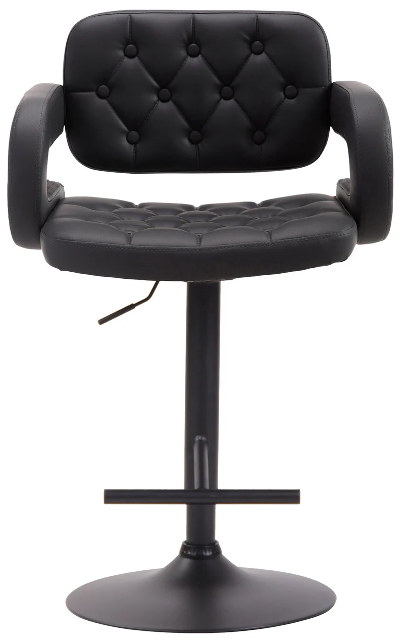 Tabouret de bar capitonné en synthétique noir accoudoirs repose-pieds métal design moderne TDB10510