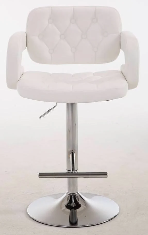 Lot de 2 tabourets de bar capitonné en synthétique blanc accoudoirs repose-pieds design moderne TDB10498