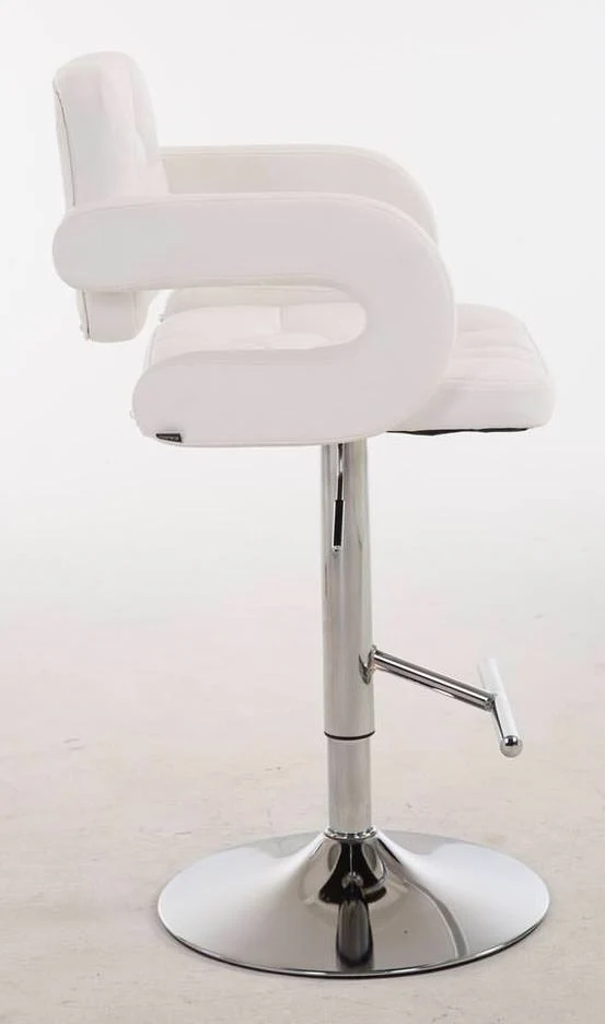 Lot de 2 tabourets de bar capitonné en synthétique blanc accoudoirs repose-pieds design moderne TDB10498