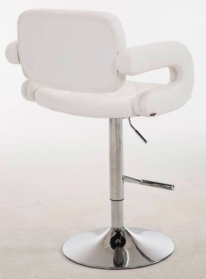 Lot de 2 tabourets de bar capitonné en synthétique blanc accoudoirs repose-pieds design moderne TDB10498