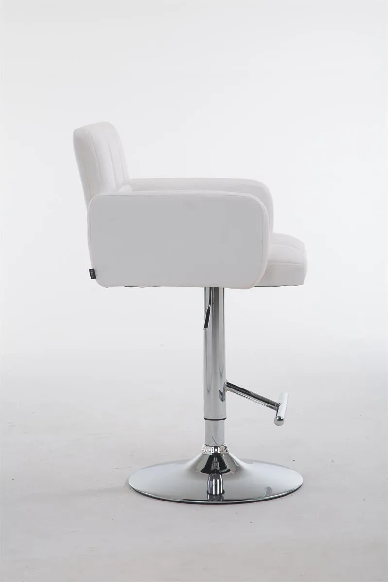 Tabouret de bar x1 avec accoudoirs et dossier confortable en synthétique blanc pieds métal chromé TDB10482