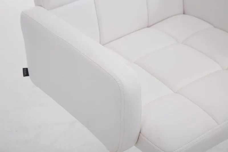 Tabouret de bar x1 avec accoudoirs et dossier confortable en synthétique blanc pieds métal chromé TDB10482