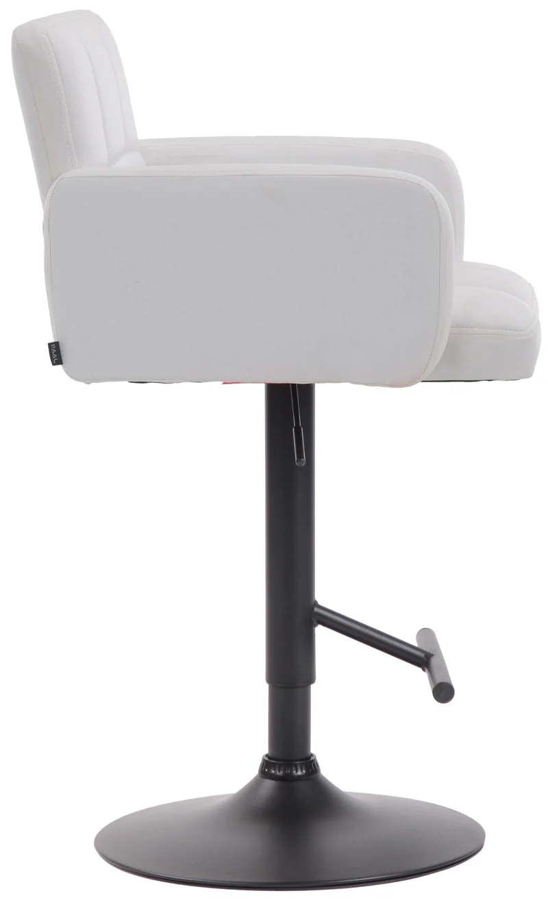 Tabouret de bar avec accoudoirs et dossier confortable en synthétique blanc pieds noir mat TDB10472