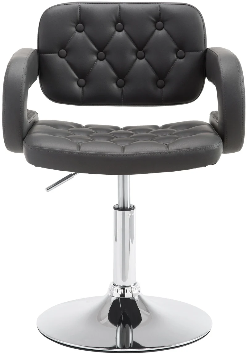 Chaise lounge fauteuil de bureau avec accoudoir capitonné hauteur réglable en PVC gris 10_0002797
