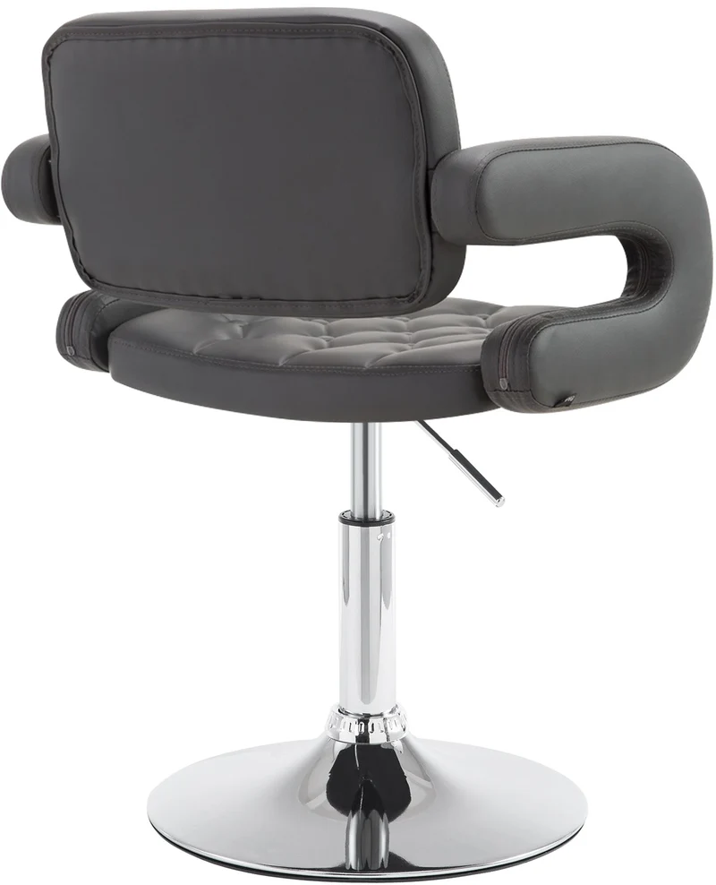 Chaise lounge fauteuil de bureau avec accoudoir capitonné hauteur réglable en PVC gris 10_0002797