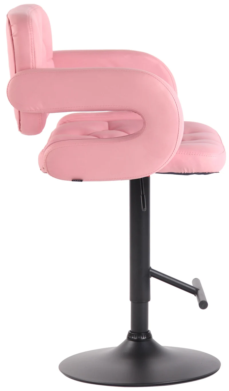 Tabouret de bar capitonné en synthétique rose accoudoirs repose-pieds métal design moderne TDB10508