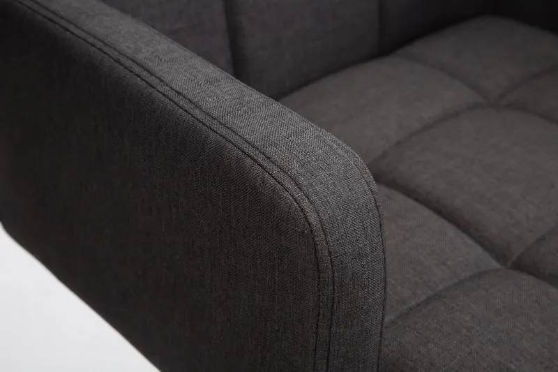 Tabouret de bar x1 avec accoudoirs et dossier confortable en tissu gris foncé pieds métal chromé TDB10782