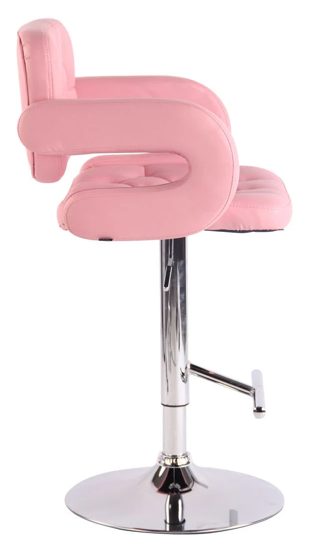 Lot de 2 tabourets de bar capitonné en synthétique rose accoudoirs repose-pieds design moderne TDB10501