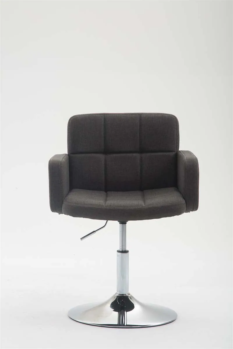 Fauteuil lounge avec accoudoirs rembourrés pivotant à 360° en tissu gris foncé et métal chromé 10_0002808