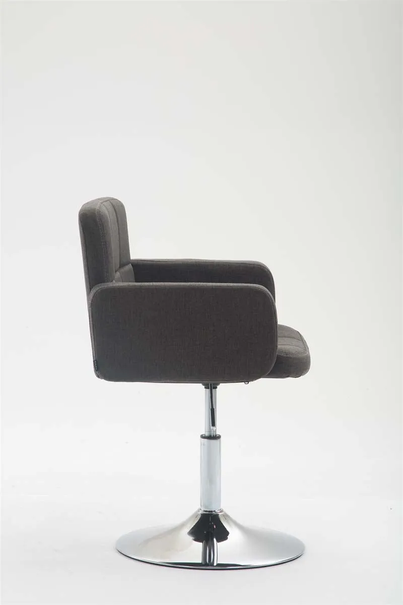 Fauteuil lounge avec accoudoirs rembourrés pivotant à 360° en tissu gris foncé et métal chromé 10_0002808