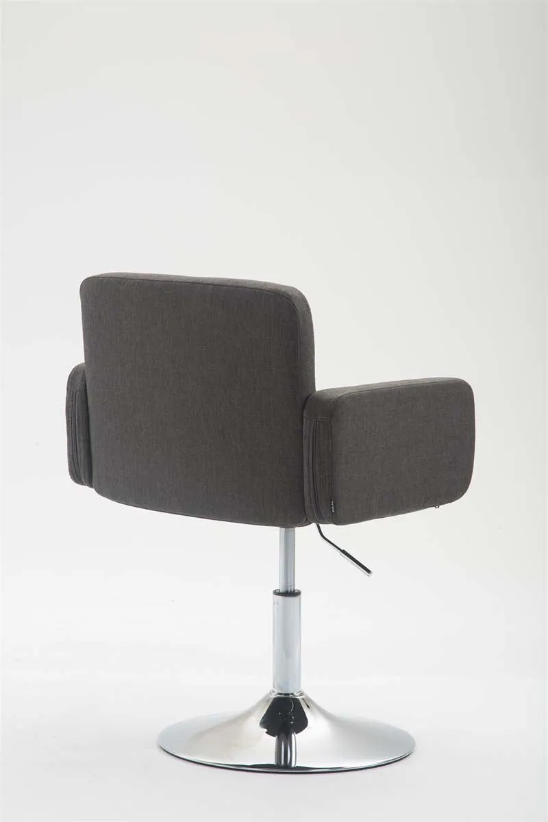 Fauteuil lounge avec accoudoirs rembourrés pivotant à 360° en tissu gris foncé et métal chromé 10_0002808