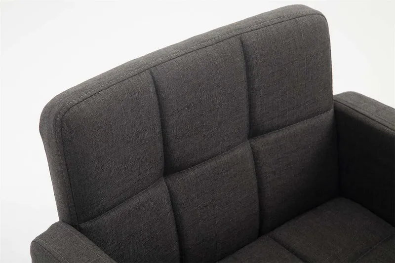 Fauteuil lounge avec accoudoirs rembourrés pivotant à 360° en tissu gris foncé et métal chromé 10_0002808