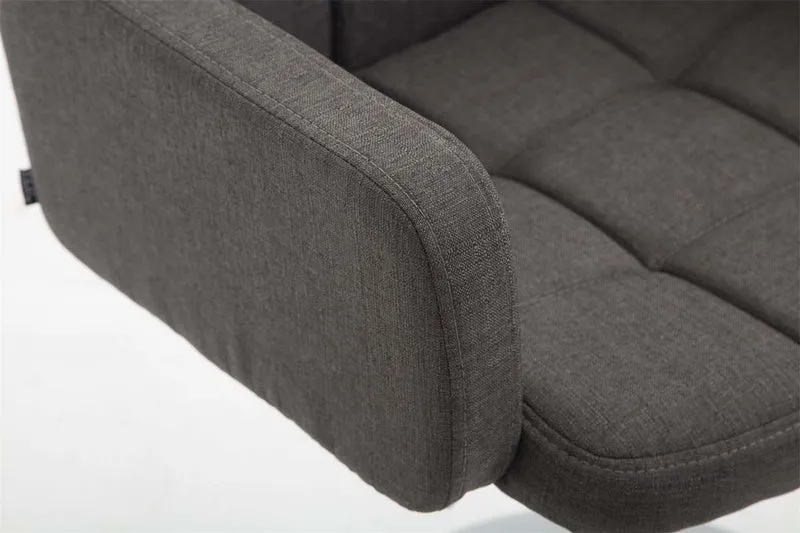 Fauteuil lounge avec accoudoirs rembourrés pivotant à 360° en tissu gris foncé et métal chromé 10_0002808