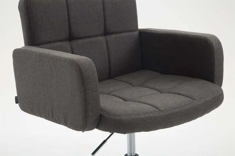 Fauteuil lounge avec accoudoirs rembourrés pivotant à 360° en tissu gris foncé et métal chromé 10_0002808