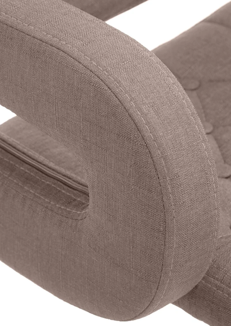 Tabouret de bar x1 design moderne assise capitonnée tissu taupe pied métal chromé 10_0006289