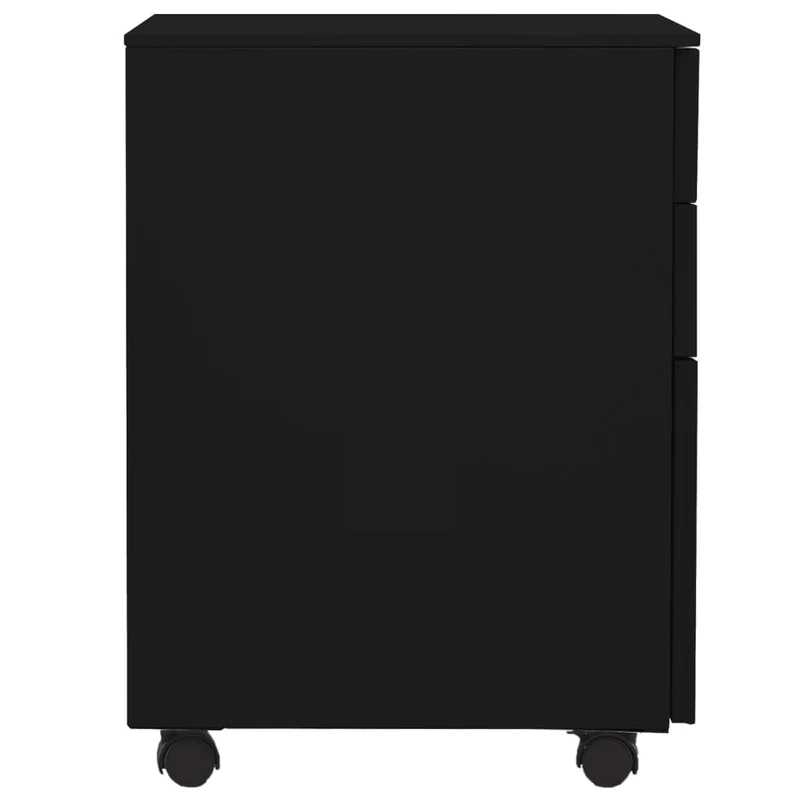 Caissons à tiroirs meuble de bureau sur roulettes avec 3 tiroirs 39 x 45 x 60 cm en acier noir DEC024582