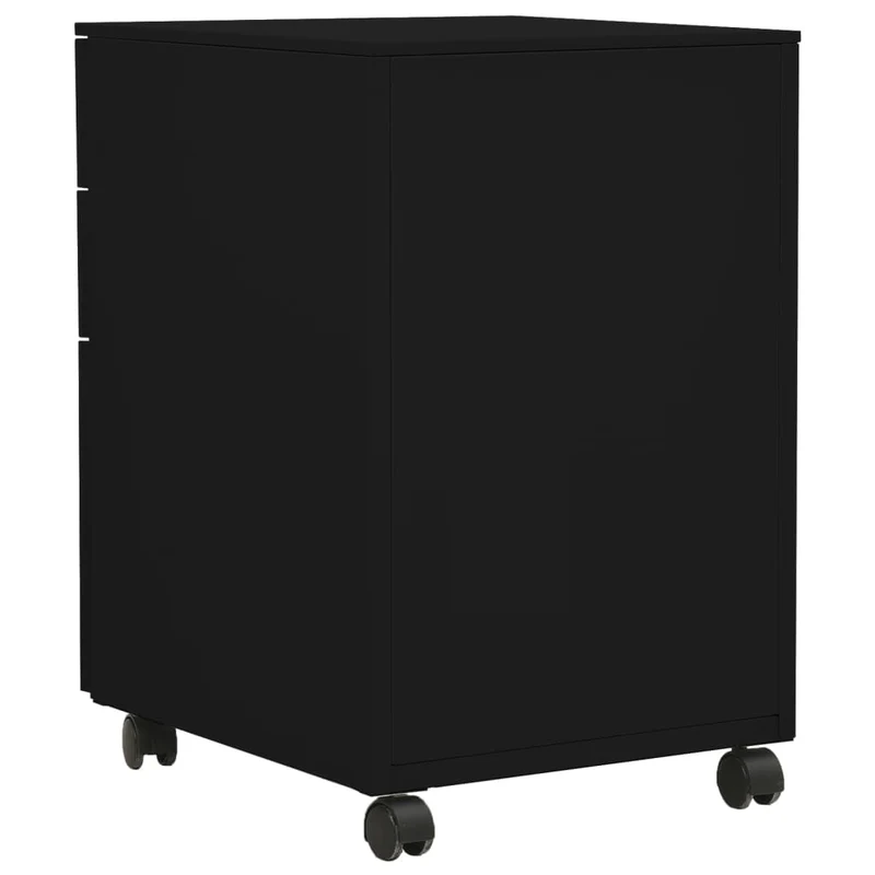 Caissons à tiroirs meuble de bureau sur roulettes avec 3 tiroirs 39 x 45 x 60 cm en acier noir DEC024582