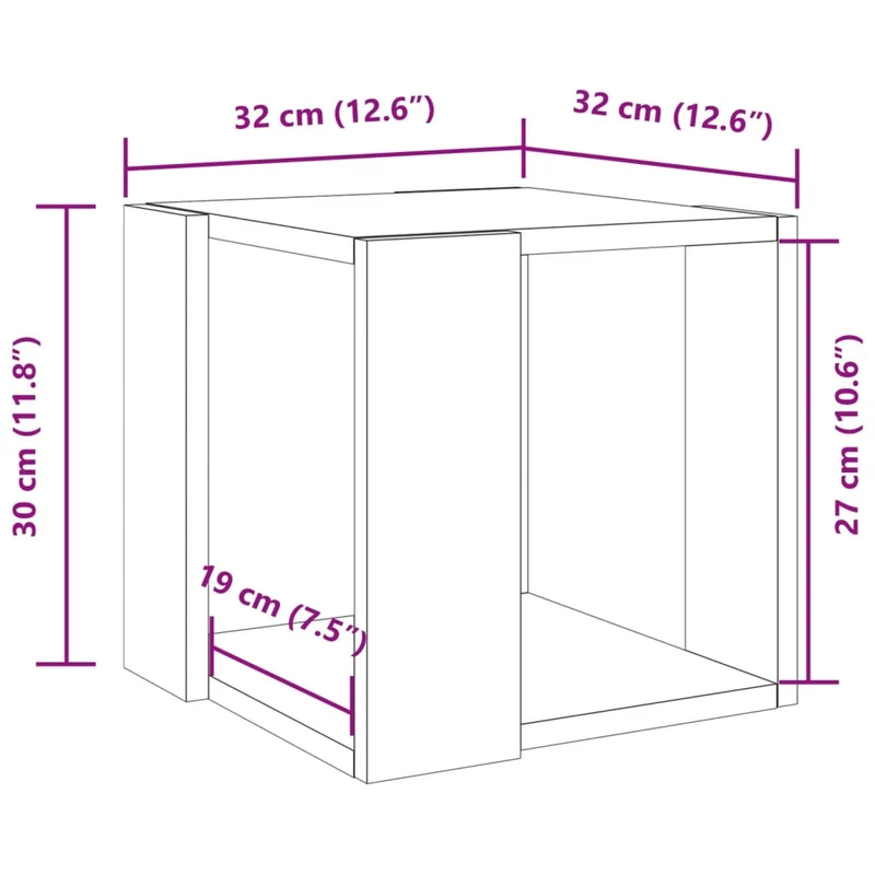 Table d'appoint design moderne et contemporaine 32 x 32 x 30 cm bois d'ingénierie gris DEC039276