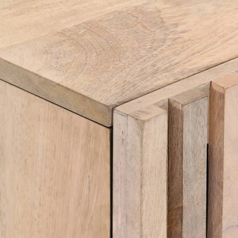 Lot de 2 tables de chevet avec compartiment avec porte 40 x 34 x 46 cm bois manguier massif blanchi et acier DEC034797