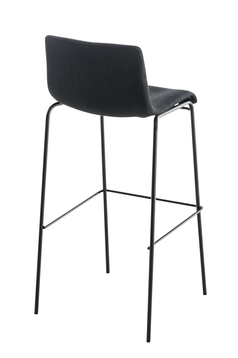 Tabouret de bar x1 design moderne empilable assise en tissu noir et 4 pieds métal noir 10_0004957