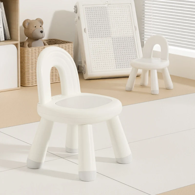 Modern Minimalist Round Arch PP Plastic Lightweight Kids Low Stool Backrest Armless For Living Room