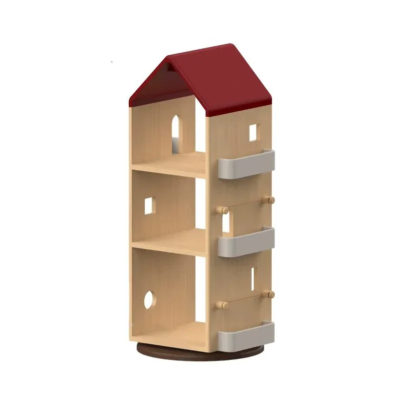 Solid Beech Wood Rotating Kids Bookshelf - Nordic Book Display Shelf With 360° Access And Multi-Level Storage For Books & Toys For Living Room