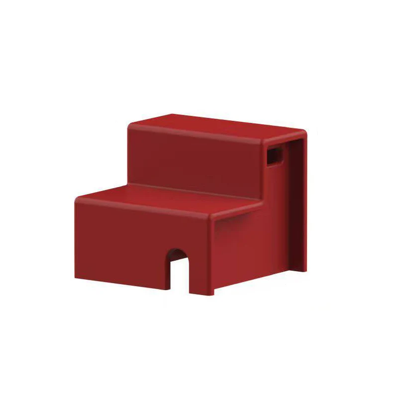 Beech Wood Cherry Wood Stable 2-Step Toddler Stool Kids Footstool - Nordic Stool With Rounded Corners & Easy-Carry Handles For Living Room