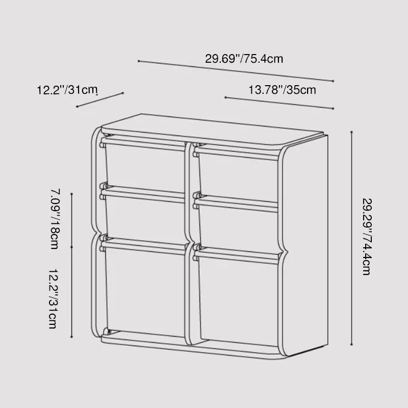 2 Large Drawers, 4 Small Drawers & Open Storage Shelves Large Capacity Kids Storage Cabinet - Minimalist Smooth Dual-Track Drawers & Eco-Friendly Wood Finish For Living Room