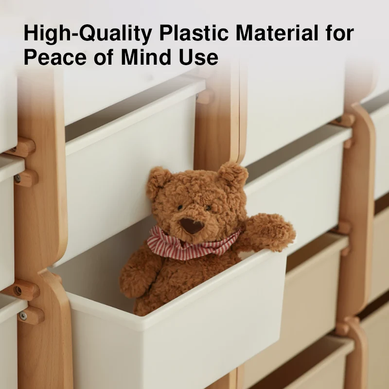 2 Large Drawers, 4 Small Drawers & Open Storage Shelves Large Capacity Kids Storage Cabinet - Minimalist Smooth Dual-Track Drawers & Eco-Friendly Wood Finish For Living Room