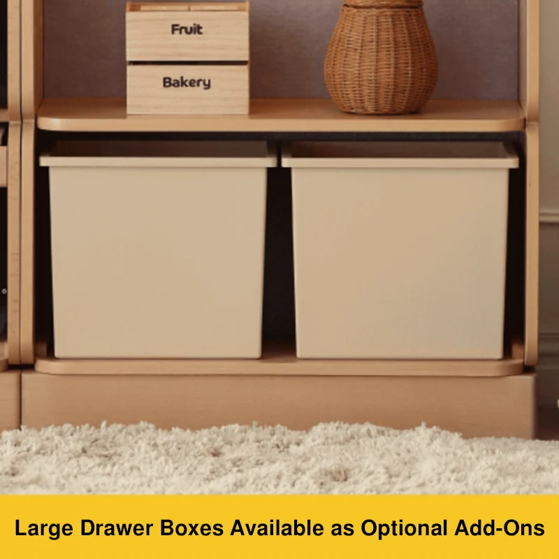 2 Large Drawers, 4 Small Drawers & Open Storage Shelves Large Capacity Kids Storage Cabinet - Minimalist Smooth Dual-Track Drawers & Eco-Friendly Wood Finish For Living Room