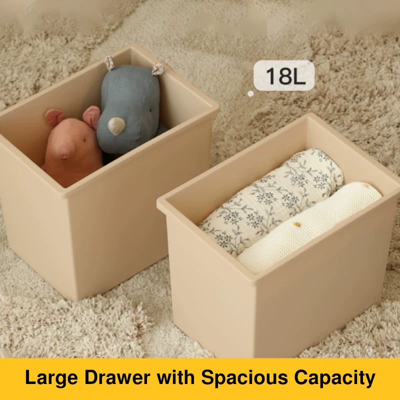 2 Large Drawers, 4 Small Drawers & Open Storage Shelves Large Capacity Kids Storage Cabinet - Minimalist Smooth Dual-Track Drawers & Eco-Friendly Wood Finish For Living Room