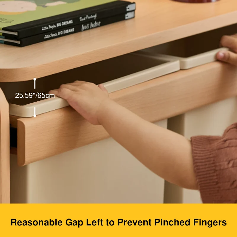 2 Large Drawers, 4 Small Drawers & Open Storage Shelves Large Capacity Kids Storage Cabinet - Minimalist Smooth Dual-Track Drawers & Eco-Friendly Wood Finish For Living Room