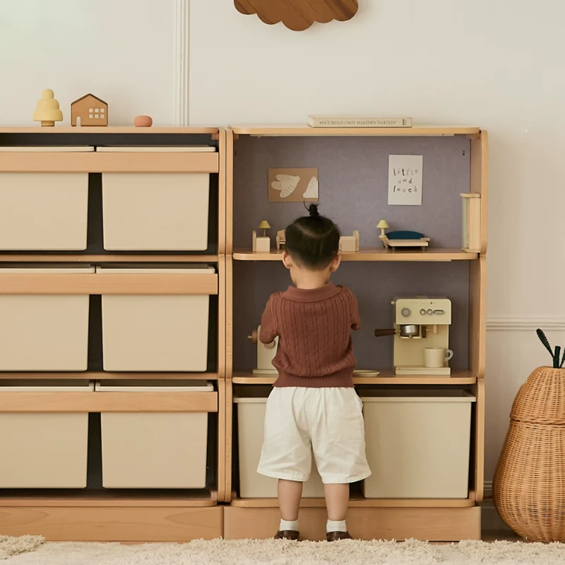 2 Large Drawers, 4 Small Drawers & Open Storage Shelves Large Capacity Kids Storage Cabinet - Minimalist Smooth Dual-Track Drawers & Eco-Friendly Wood Finish For Living Room