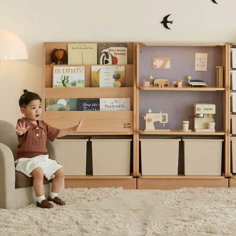 2 Large Drawers, 4 Small Drawers & Open Storage Shelves Large Capacity Kids Storage Cabinet - Minimalist Smooth Dual-Track Drawers & Eco-Friendly Wood Finish For Living Room