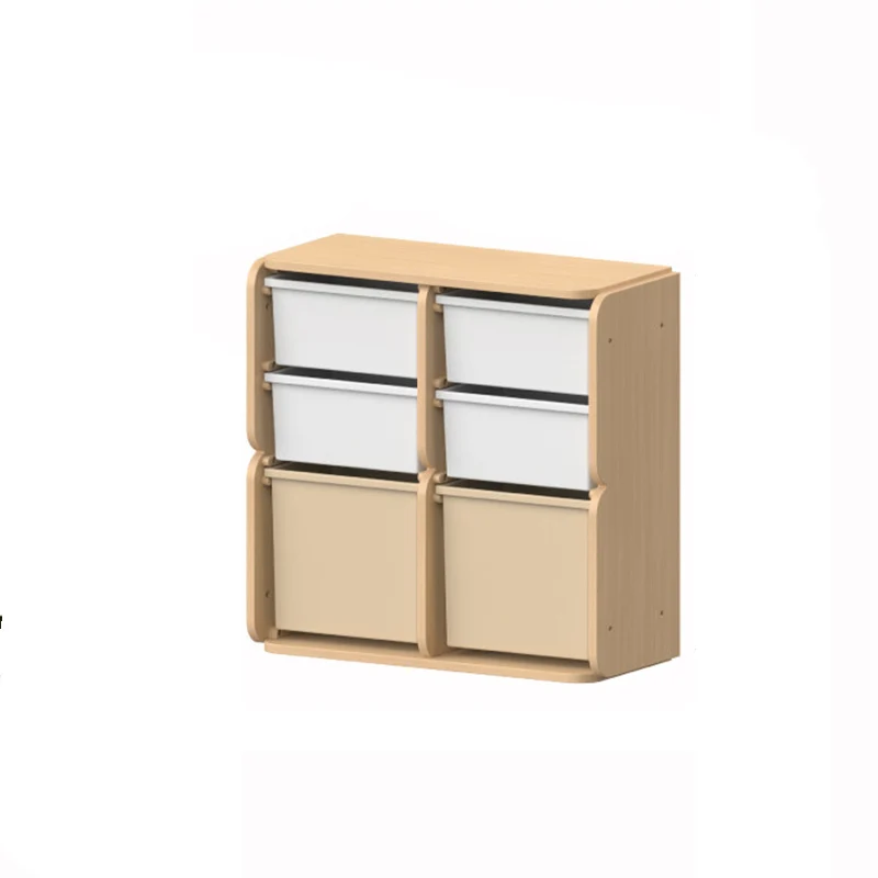 2 Large Drawers, 4 Small Drawers & Open Storage Shelves Large Capacity Kids Storage Cabinet - Minimalist Smooth Dual-Track Drawers & Eco-Friendly Wood Finish For Living Room