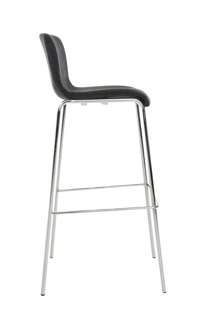 Lot de 2 tabourets de bar avec repose-pieds dossier incurvé en tissu gris foncé et 4 pieds en métal chromé 10_0004194