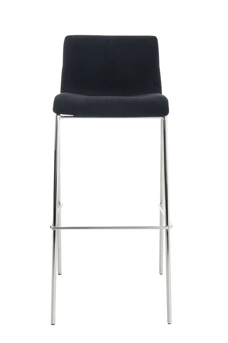 Lot de 2 tabourets de bar avec repose-pieds dossier incurvé en tissu noir et 4 pieds en métal chromé 10_0004196