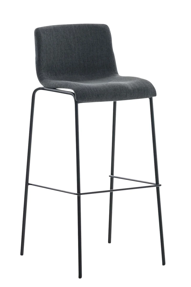 Lot de 2 tabourets de bar avec repose-pieds dossier incurvé en tissu gris foncé et 4 pieds en métal noir 10_0004200