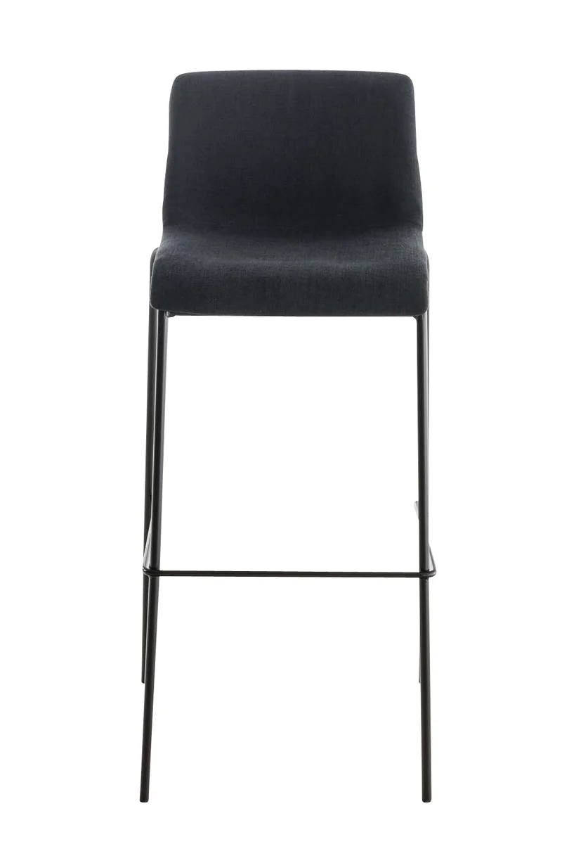 Lot de 2 tabourets de bar avec repose-pieds dossier incurvé en tissu gris foncé et 4 pieds en métal noir 10_0004200