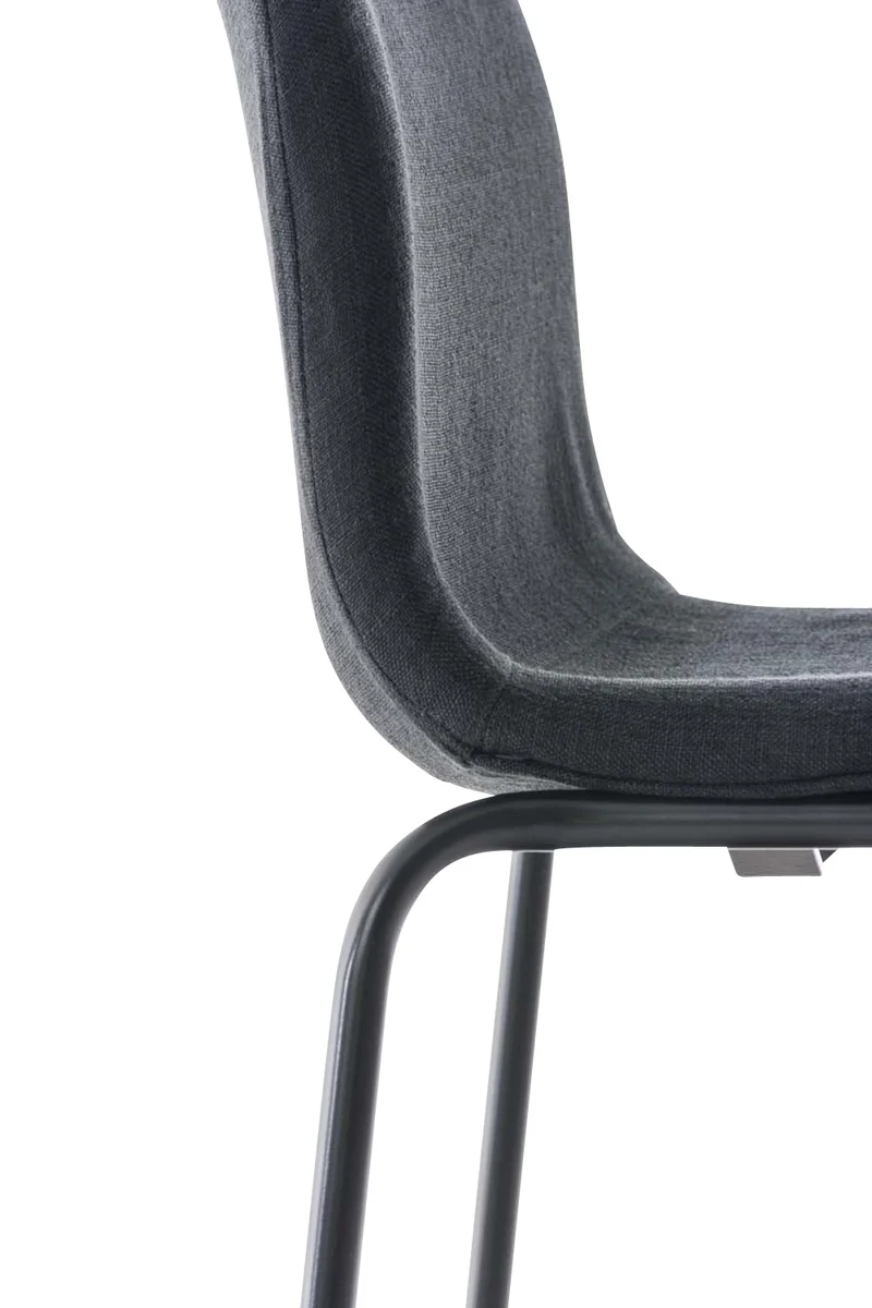 Lot de 2 tabourets de bar avec repose-pieds dossier incurvé en tissu gris foncé et 4 pieds en métal noir 10_0004200