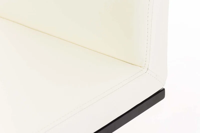 Tabouret de bar x1 avec repose-pieds plaque de base carrée en métal noir assise en PVC crème 10_0005303