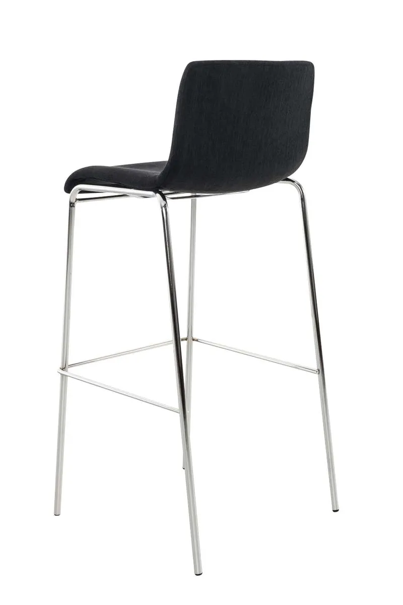 Tabouret de bar classique x1 avec repose-pieds et quatre pieds stable en métal assise en tissu noir 10_0004951