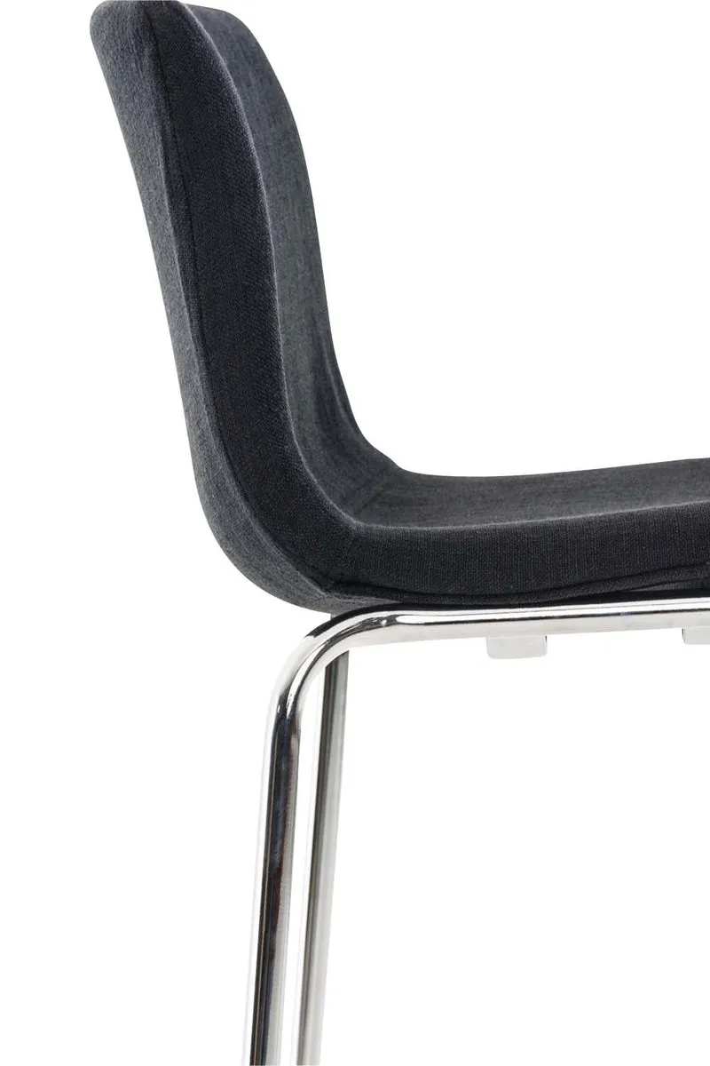 Tabouret de bar classique x1 avec repose-pieds et quatre pieds stable en métal assise en tissu noir 10_0004951