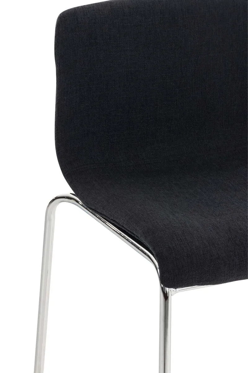 Tabouret de bar classique x1 avec repose-pieds et quatre pieds stable en métal assise en tissu noir 10_0004951
