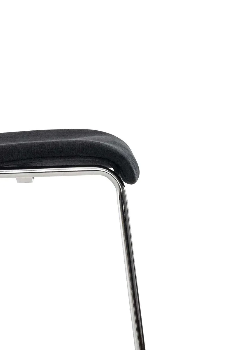 Tabouret de bar classique x1 avec repose-pieds et quatre pieds stable en métal assise en tissu noir 10_0004951